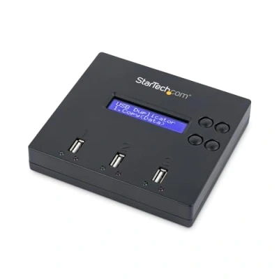 Obrázek StarTech.com 1:2 USB flash disk klonovací stanice a mazací přístroj, kopírka pro více disků, systém soubory Sector by kopírování, 1,5 GB/min, 3 Pass mazání, LCD displej (USBDUP12)