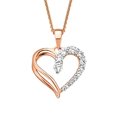 Obrázek Amor Řetízek s přívěskem ze sterlingového stříbra 925 dámský šperk na krk, se syntetickým zirkonem, 45 cm, růžové barvy, srdce, dodává v dárkové krabičce šperky, 2016675, Zirkony sterlingové