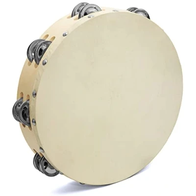 Obrázek Tiger Music TAM98 08 Tambourin s přírodní kožešinou 8 palců dvojitá řada