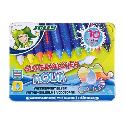 Obrázek Jolly Super waxies voskovadlo akvarelových kříd malovatelné, 10 kusů v kovovém pouzdře