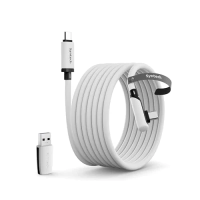 Obrázek Syntech 5m Link kabel kompatibilní s Oculus/Meta Quest 3/Quest 3S/Quest2/Pro/Pico 4 příslušenství a PC/SteamVR, USB C adaptérem 3. 0 pro VR Headset, 5 Gbit/s přenos dat
