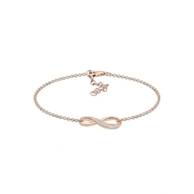 Obrázek Elli Dámský náramek Infinity Symbol Trend se zirkony krystaly ze sterlingového stříbra 925, pozlacený růžovým zlatem, 18 centimeters, Fazetový brus, zirkony.