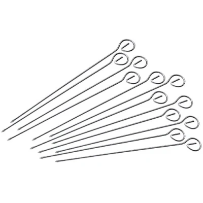 Obrázek FMprofessional Schaschlikspieße, Grillspieße aus Edelstahl, ovale Fleischspieße für Fleisch, Meeresfrüchte und Gemüse (Länge: ca. 22 cm) spülmaschinengeeignet, Menge: 12 Stück