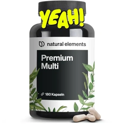 Obrázek Prémiový multivitamín 180 komplexních kapslí s vysokým dávkováním cenné vitamíny a Z prémiové suroviny bioaktivními formami bez zbytečných přísad vyrobeno v Německu laboratorně