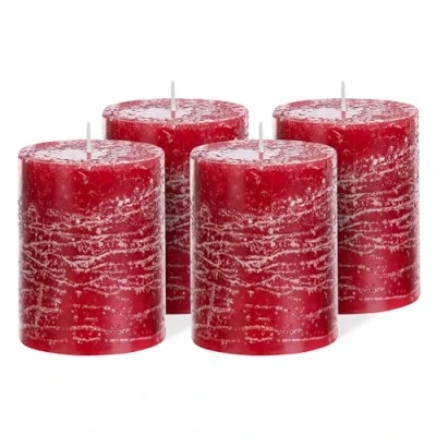 Obrázek Brandsseller Válcové svíčky 4dílná sada 7 x 10 cm ambientní vánoční adventní věnec Bordeaux