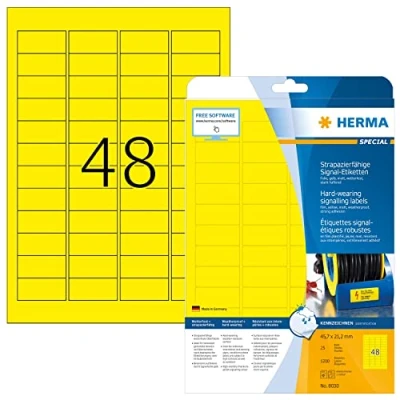 Obrázek HERMA 8030 fóliové etikety odolné proti povětrnostním vlivům, 25 listů, 45,7 x 21,2 mm, 48 pro arch A4, 1200 kusů, samolepicí, potisknutelné, matné, prázdné venkovní signální nálepky z fólie,
