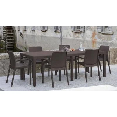 Obrázek Dmora Gartentisch Roma, Rechteckiger ausziehbarer EssRegal, in Rattan Optik, 100 % Made Italy, 150/220x90h72 cm, Braun