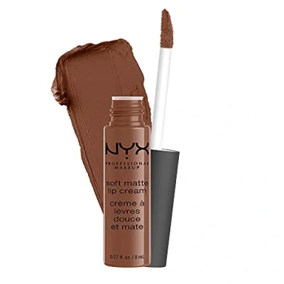 Obrázek NYX Professional Makeup Rtěnka, jemný matný krém na rty, krémový a povrch, vysoce pigmentovaná, dlouhotrvající, veganská receptura, barevný odstín: Berlin