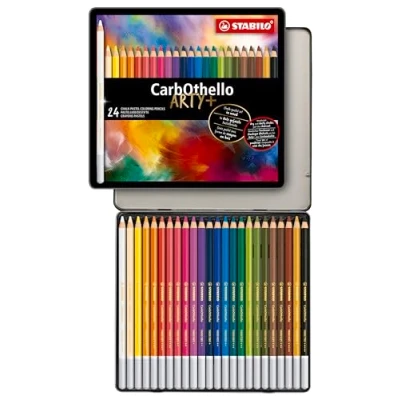 Obrázek Pastelová křídová tužka STABILO CarbOthello ARTY+ 24dílné kovové pouzdro s 24 různými barvami