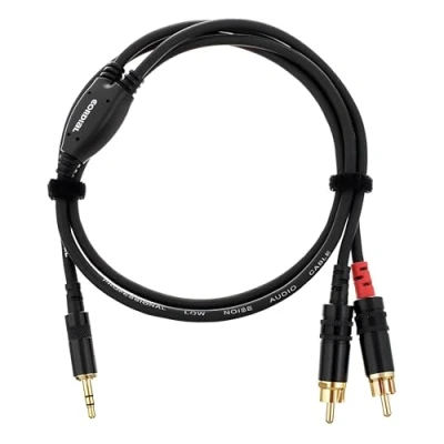 Obrázek CORDIAL CABLES audio kabel mini jack stereo 2 RCA 90 cm BRETELLE Essentials Minijack /