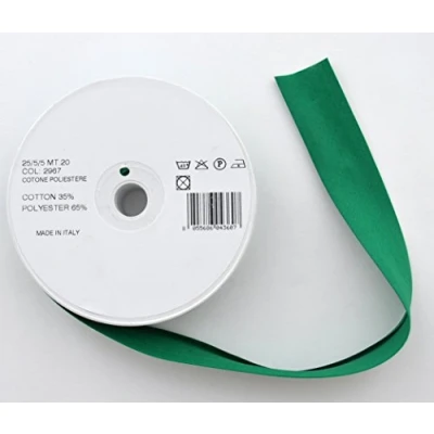 Obrázek Inastri col2967 Schrägband Rolle, Polycotton, grün, 20 m, 25/5/5 mm