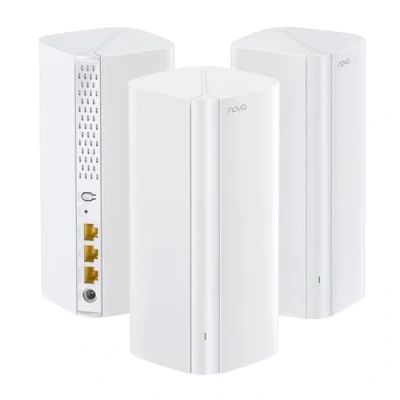 Obrázek Tenda Nova MX12 Mesh WLAN WiFi 6 systém AX3000 dvoupásmový systém, doporučeno pro domy se 46 ložnicemi, 9x gigabitový port nahrazuje router a opakovač kompatibilní s Alexa 3Pack