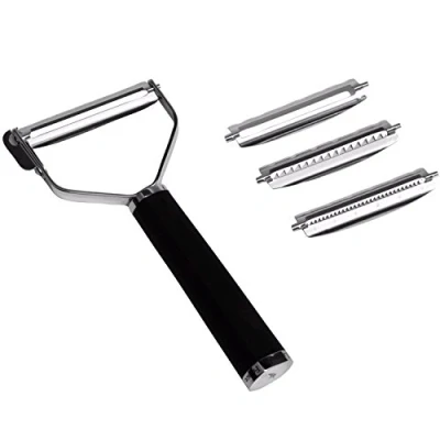 Obrázek KAI Univerzální škrabka Michel Bras se 4 čepelemi 2 x hladká čepel / 2x na julienne z ušlechtilé oceli s čepelí 5,7 cm rukojeť 10 zeleninu, ovoce, chřest