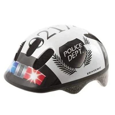 Obrázek M Wave Dětská cyklistická přilba POLICE, bílá (bílá/černá), 52 57 cm