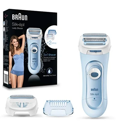 Obrázek Braun holicí strojek Silk epil Lady 5 160 Bezdrátový elektrický Wet &amp; Dry 3 v 1, zastřihovač a loupání, modrý