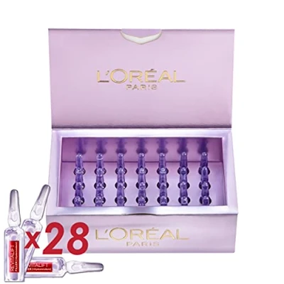 Obrázek L&#039;Oréal Paris Ampule, Revitalift Filler, péče o obličej proti stárnutí, 4týdenní kúra, vráskám a objemu, kyselina hyaluronová, 28 x 1,3 ml