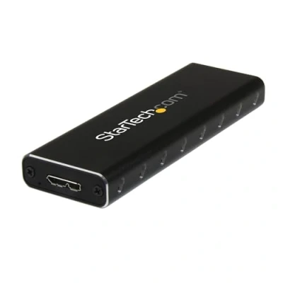 Obrázek StarTech.com M.2 SSD hliníkové pouzdro pro USB 3.0 (5Gbit/s) s UASP černé NGFF SATA klávesami B &amp; B+M Key externí přenosné není kompatibilní NVMe / AHCI (SM2NGFFMBU33)
