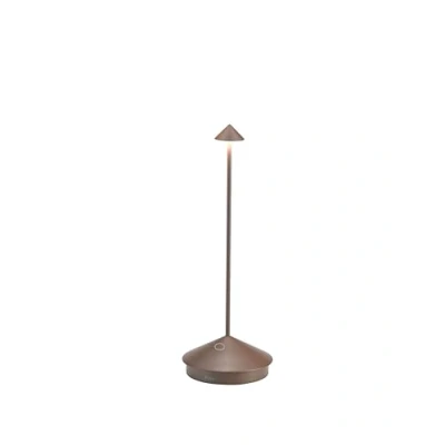 Obrázek Zafferano, Pina Lampe, Wiederaufladbare und Kabellose Tischlampe mit Touch Control, Geeignet für den Innen Außenbereich, Dimmer, 2200 3000 K, Höhe 29 cm, Farbe Corten