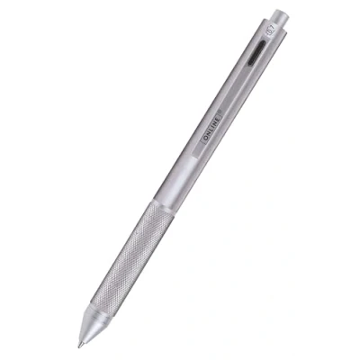 Obrázek Online Multipen 4 in 1 Kugelschreiber &amp; Bleistift Multifunktionsstift Metall I vier Minen 3 blau, schwarz und rot, Druckbleistift Mine inkl. Radiergummi, Farbe silber
