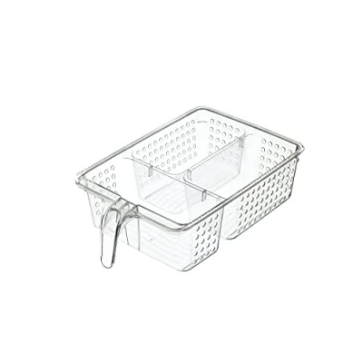 Obrázek KitchenCraft Aufbewahrungsbox mit Unterteilungen, Kühlschrank Organizer aus Kunststoff, Küchen, Boxen Aufbewahrung Ordnungssystem, Plastik, Transparent Luftlöcher, 31 x 20,5 9 cm