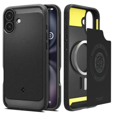 Obrázek Spigen Rugged Armor MagFit pouzdro pro iPhone 16 Plus, kompatibilní s příslušenstvím MagSafe černé