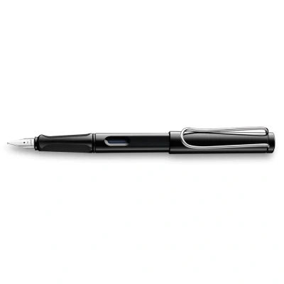 Obrázek Lamy safari black plnicí pero s ergonomickou rukojetí a leštěným ocelovým perem pro leváky (LH) v šířce tahu M robustní ASA plast vč. inkoustové kazety T 10 modré