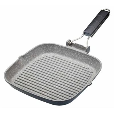 Obrázek MasterClass Induktionsgeeignete Antihaftbeschichtete Grillpfanne mit Klappgriff, 24 cm, Aluminium, Schwarz , für alle Herdarten