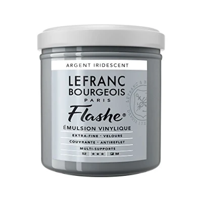 Obrázek Lefranc Bourgeois 300622 Flashe akrylová barva &amp; vinylová barva, vysoce pigmentovaná, elastická, stálá na světle, odolná proti stárnutí, matná, pro vnitřní i venkovní použití, květináč 125 ml irizující stříbro