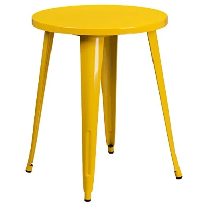 Obrázek Flash Furniture Commercial Grade 24&quot; Round Metal Indoor Outdoor Table, Yellow