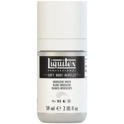 Obrázek Liquitex 1959238 profesionální akrylová barva Soft Body umělecká v krémové krycí konzistenci, vysoká pigmentace, stálobarevná a odolná proti stárnutí, 59 ml láhev irizující bílá