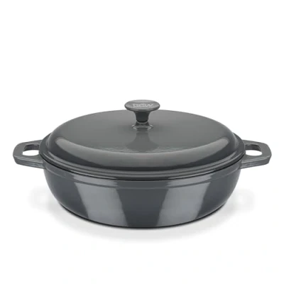 Obrázek GSW Hrnec na dušení 716321 Grey Shadow s víkem, litina, šedá/krémová 30 cm