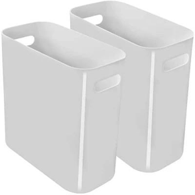 Obrázek Youngever 2er Pack Schmaler Mülleimer, 10L Kunststoff Müllbehälter, Mülleimer mit Griffen für Heimbüro, Wohnzimmer, Arbeitszimmer, Küche, Badezimmer (Grau)