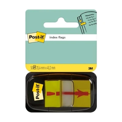 Obrázek Post it Index lepicí pásky, standardní, symbol vykřičníku, žlutá, 50 proužků, 25,4 mm x 43,2 značkovací proužky na dokumenty a poznámky