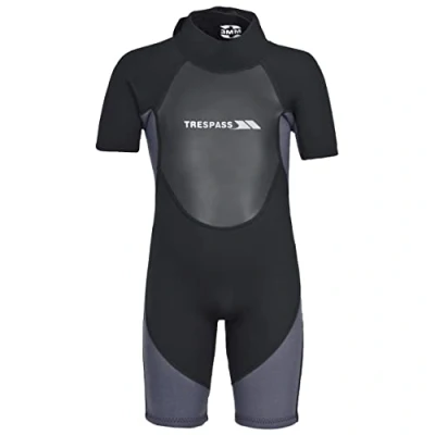 Obrázek Trespass Scuba, černá, 2/3, krátký 3mm neoprenový oblek se 7mm zipem pro děti/chlapce 2 12 let, 3 roky, černá