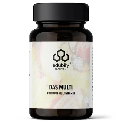 Obrázek edubily nutrition® Multivitamové kapsle s vitamíny, minerály a stopovými prvky jako chrom, jód, měď, mangan, molybden, PQQ, Q10, selen, zinek, bez železa 90 malých kapslí (více jódem)