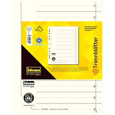Obrázek Idena 300231 Oddělovače DIN A4, z kartonu, 190 g/m², světlá chamois, 100 kusů