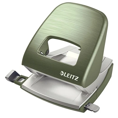 Obrázek Leitz Kancelářská děrovačka z kovu, na 30 listů, kolejnice s údaji o formátu, ergonomický design, celadon zelená, stylová série, 50060053