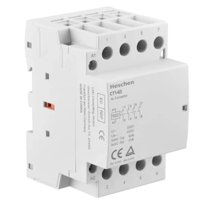 Obrázek Heschen Kryt střídavého proudu pro domácnost CT1 63, 4pólový otevřený, AC 220 V/240 V napětí cívky, 35 mm upevnění na DIN lištu