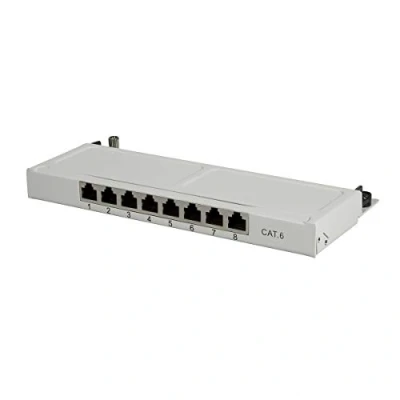 Obrázek LogiLink Professional NP0077 Geschi vložka Cat 6 Patch/distribuční deska s 8 ports (Desktop), poloviční stavební Výška (0,5 Jednotek) světle šedá