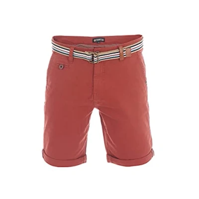 Obrázek riverso krátké kalhoty pánské Chino šortky s páskem Regular Fit RIVKlaas Chinos Šortky bermudy Stretch zelené červené modré béžové šedé 30 31 32 33 34 36 38 40 42 44 46, Dark Red (55400)