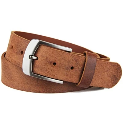 Obrázek Frentree Kožený pásek z pravé buvolí kůže, MADE IN GERMANY, pro dámy a pány, 3,8 cm široký, hnědý, Hnědá