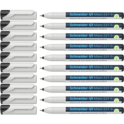 Obrázek Schneider Maxx 221 S univerzální popisovač (permanentní, omyvatelný vlhkým hadříkem, 0,4 mm) balení 10 ks černá