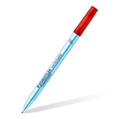Obrázek STAEDTLER 305 F 2 Lumocolor correctable Fóliové pero špička, cca 0,6 mm, 10 kusů v kartonovém pouzdře, červená
