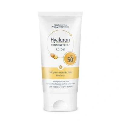 Obrázek Hyaluron Opalovací péče tělo LSF 50+ s hyaluronem ve farmaceutické kvalitě + Anti Aging efekt, chrání, hydratuje, napíná a zpevňuje pokožku, medipharma cosmetics