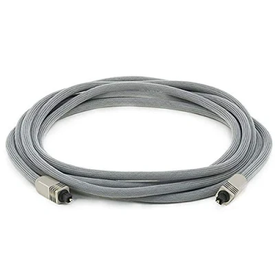 Obrázek Monoprice 102765 Premium S/PDIF (Toslink) Digital Optical Audio Cable Silver 12ft Heavy Duty Mesh Jacket, Metal Connector Heads, For Play Station, Xbox one, Home theater &amp; More