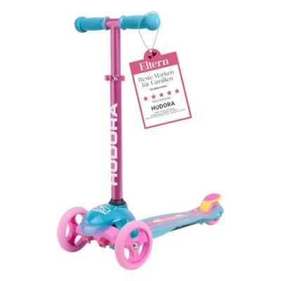 Obrázek HUDORA Scooter Flitzkids 2.0 I Stabilní dětská koloběžka s velkou nášlapnou plochou výškově nastavitelný a přenosný mini tříkolový skútr do 50 kg z hliníku pro děti