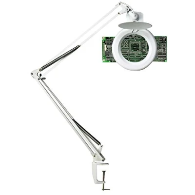 Obrázek Unilux 400108073 Zoom LED Bílá denní světlo lupa lampa pro hobby A povolání Lup svítidlo s stůl svorka 3 dioptriemi v 10,5 cm velký čočka [energetická třída +]