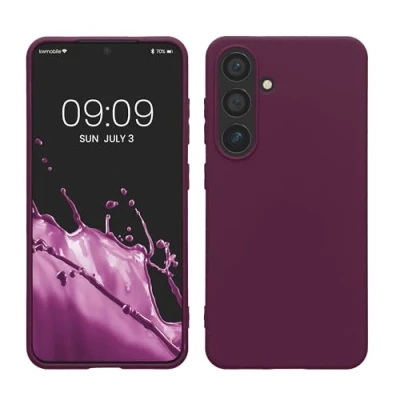 Obrázek kwmobile pouzdro kompatibilní s Samsung Galaxy S24 TPU silikon na mobil měkké tenké absorbující nárazy flexibilní bezdrátové nabíjení bordeaux fialové