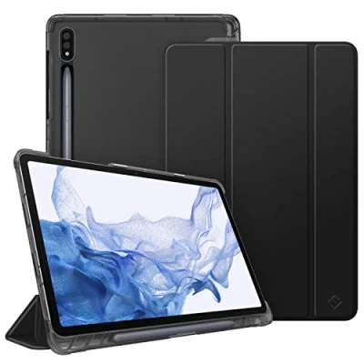 Obrázek Fintie pouzdro pro Samsung Galaxy Tab S8 11 palců 2022 / S7 2020 tiché ochranné s průhlednou zadní stranou kryt Cover funkce automatického spánku/probuzení, černé