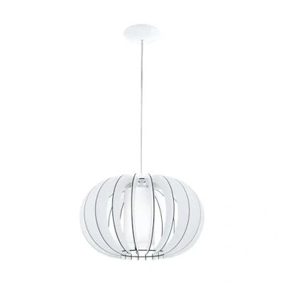 Obrázek EGLO závěsné svítidlo Stellato 2, 1 plamenná závěsná lampa vintage, z oceli, dřeva a skla v bílé barvě, na jídelní stůl, do obývacího pokoje s objímkou E27, Ø 40